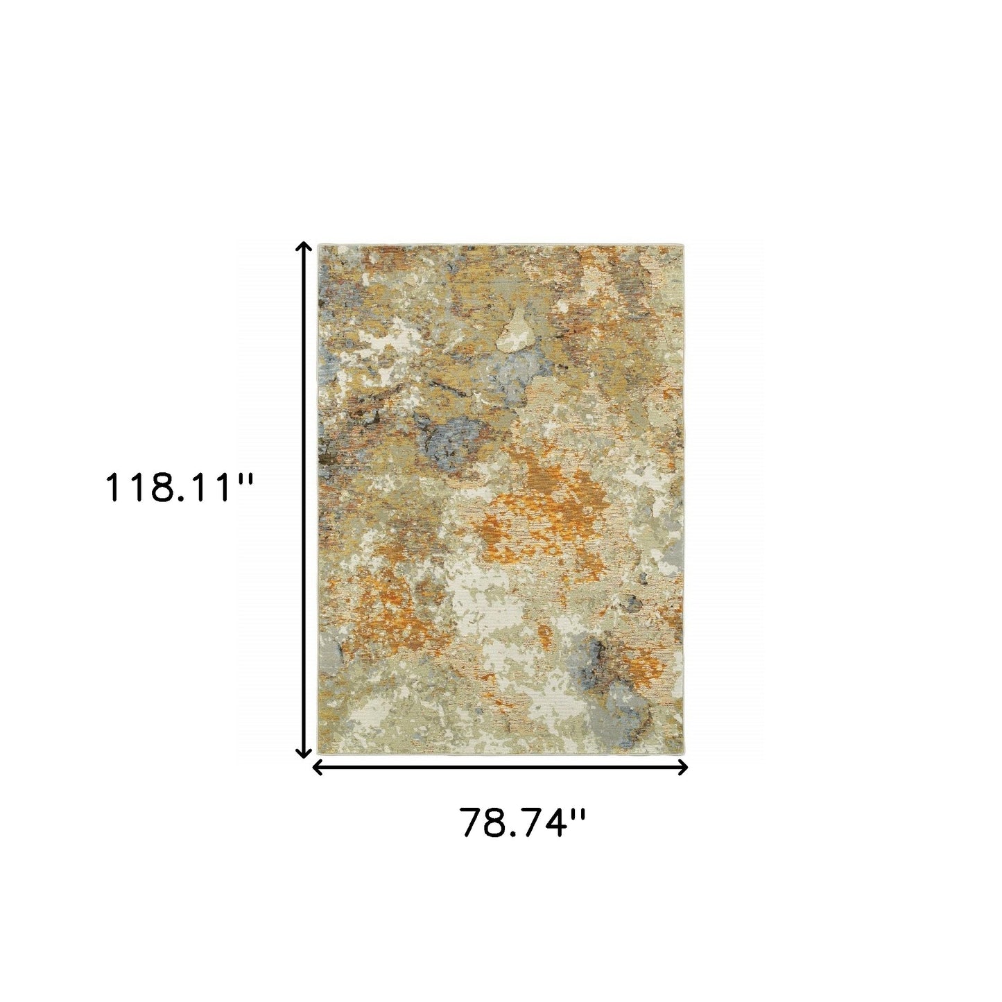 7' X 10' Gold and Ivory Power Loom Area Rug
